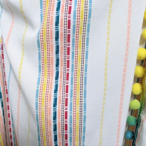 AMERICA & BEYOND Rainbow Stripe Wrap Pom Pom Maxi Dress XL - Picture 4 of 9